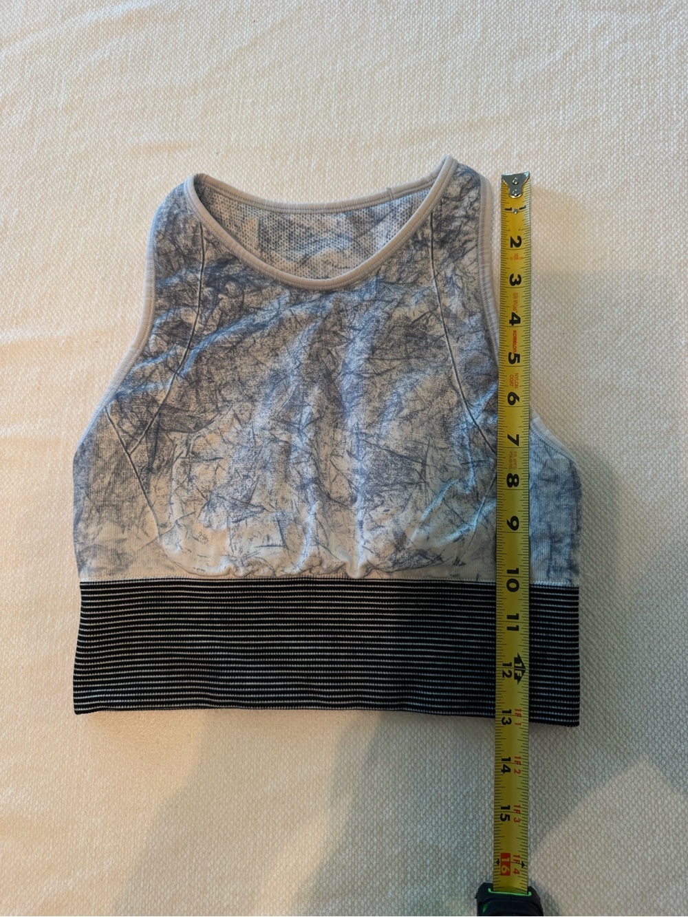 lululemon athletica Gray Marble High-Neck Crop Tank with Black Striped Band